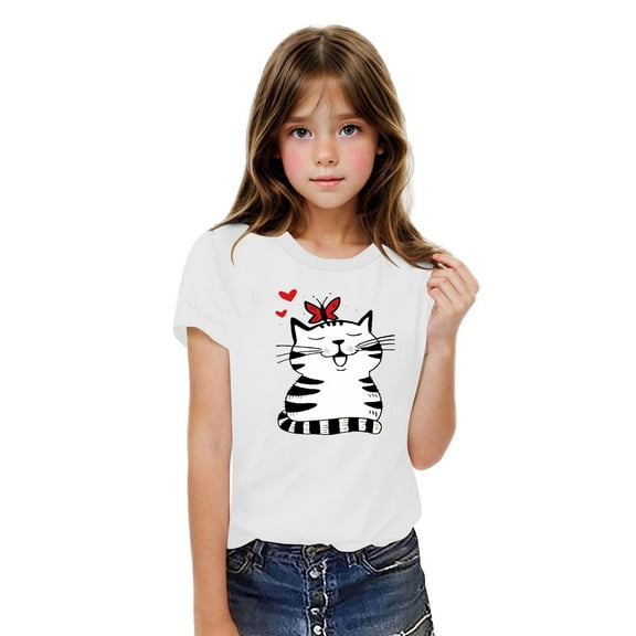 Favoffer Toddler Girl Butterfly Graphic T-Shirts with Short Sleeve, Boys Cute Multicolor Loose Fit Round Neck Top,Casual Home Play Sizes 3-10