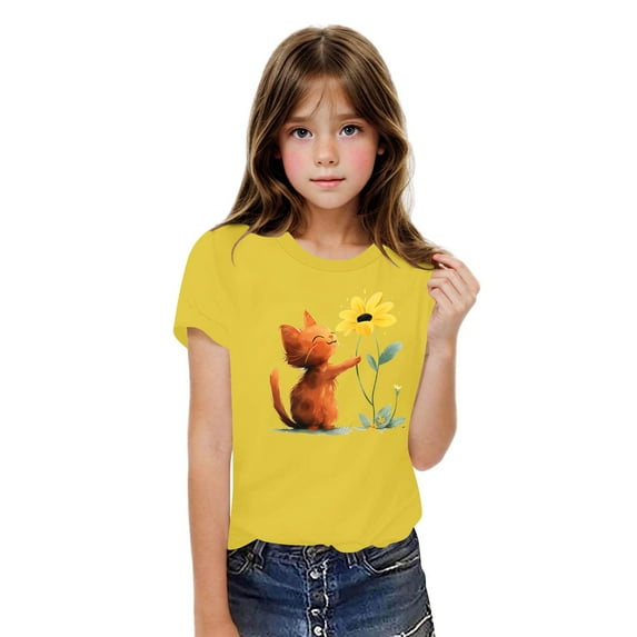 Favoffer Toddler Girl Butterfly Graphic T-Shirts with Short Sleeve, Boys Cute Multicolor Loose Fit Round Neck Top,Casual Home Play Sizes 3-10