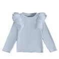 thumbnail image 1 of Favoffer Toddler Girl Shirts Ruffle Long Sleeve Baby Girl Cotton T-Shirts Kids High-Neck Base Layer Blouse, Ribbed Toddler Girl Tee Tops 2-Pack 2-8Y, 1 of 4