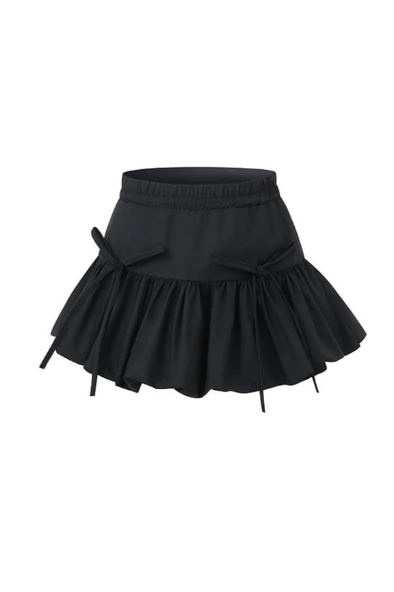 Toddler Girls Bow Tie Tulle Skirt, Ruffle Flying Skirts, Kids Floral Bud Short Skorts Holiday Casual Home Party 3-13Y