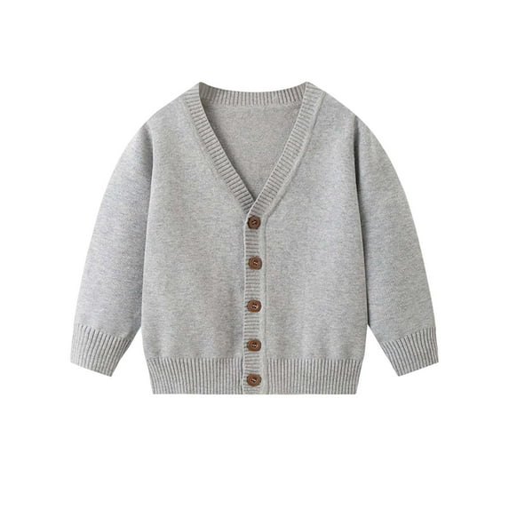 Favoffer Toddler Girls' Fall/Winter Solid Color Knit Cardigan, V-Neck Button-Front, Soft Cotton for Daily/Travel/Home/Play, 2-5Y & Kid 6-10Y