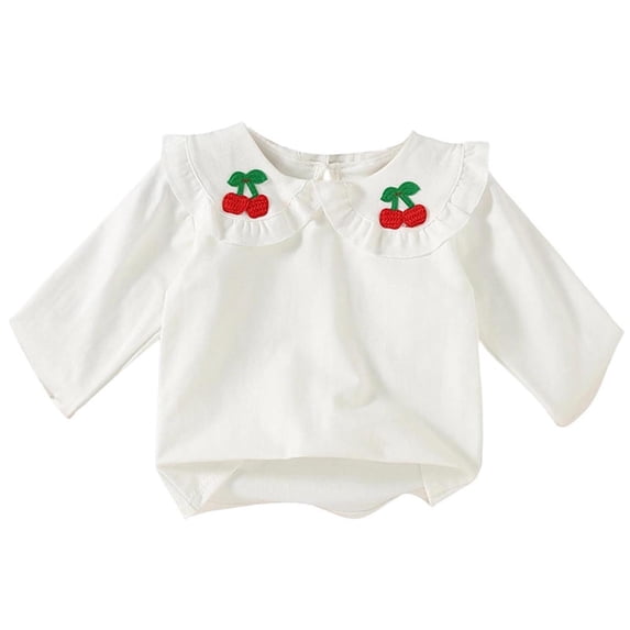 Favoffer Toddler Girls Ruffled Crewneck Solid Long Sleeve Tops, Layering Ready, 12M-5Y