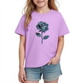 thumbnail image 1 of Favoffer Toddler Girls Short Sleeve Tee Spring Summer Cute Heart Print Soft Cotton Crew Neck Casual Top Breathable Basic Shirt Fashion Daily Home Outdoor Vacation Sizes 12M-5T, 1 of 9