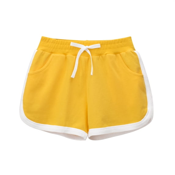 Favoffer Toddler Girls' Summer Solid Elastic-Waist Shorts Cute Breathable Cotton, Home Outdoor Travel Play, 1-6Y