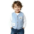 thumbnail image 1 of Favoffer Unisex Baby Sweater Vest Boys Girls Fall Winter Knitted Soft Uniform Cotton V-Neck Sleveeless Waistcoat Vest Play Home Holiday Casual Infant Newborn 0-6Y, 1 of 5