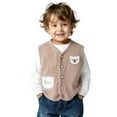 thumbnail image 1 of Favoffer Unisex Baby Sweater Vest Boys Girls Fall Winter Knitted Soft Uniform Cotton V-Neck Sleveeless Waistcoat Vest Play Home Holiday Casual Infant Newborn 0-6Y, 1 of 5