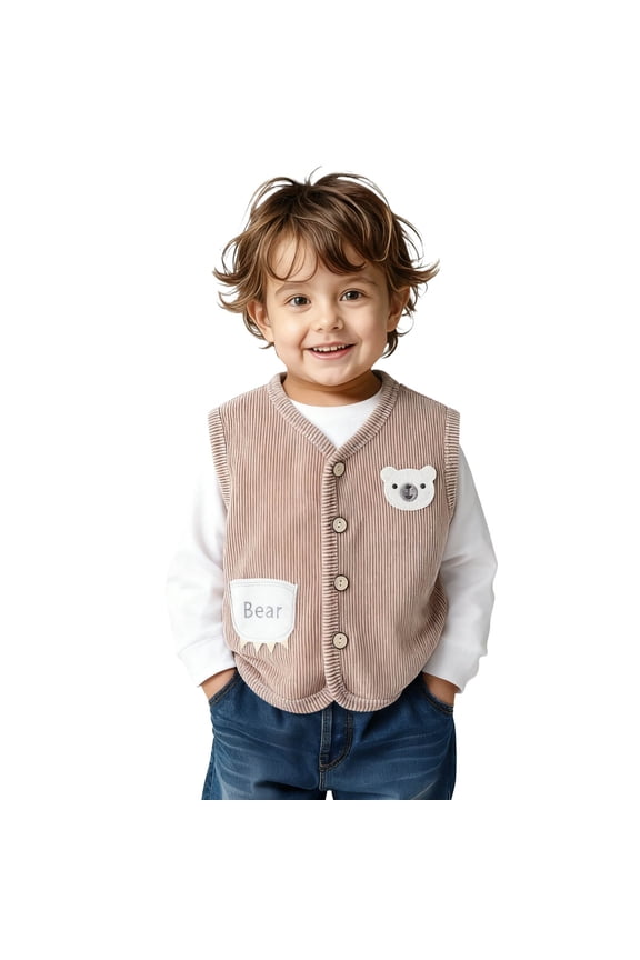 Unisex Baby Sweater Vest Boys Girls Fall Winter Knitted Soft Uniform Cotton V-Neck Sleveeless Waistcoat Vest Play Home Holiday Casual Infant Newborn 0-6Y