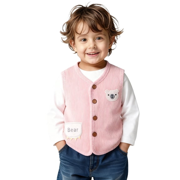 Favoffer Unisex Baby Sweater Vest Boys Girls Fall Winter Knitted Soft Uniform Cotton V-Neck Sleveeless Waistcoat Vest Play Home Holiday Casual Infant Newborn 0-6Y