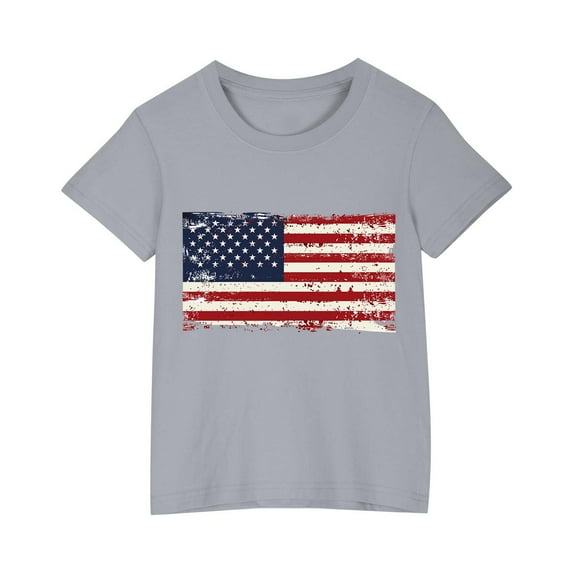 Favoffer Unisex Kids' 4th of July Graphic Tee & Toddler American Flag Short-Sleeve Top - Casual, Festive, Photoshoot, Gifting 3-10Y