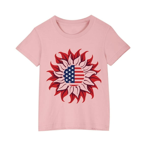 Favoffer Unisex Kids' 4th of July Graphic Tee & Toddler American Flag Short-Sleeve Top - Casual, Festive, Photoshoot, Gifting 3-10Y