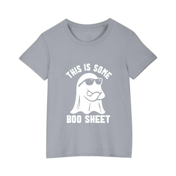 Favoffer Unisex Kids' Halloween Ghost Graphic Tee - Fashion Round Neck Short Sleeve Soft Cotton Top, Casual Party Photoshoot Home, Toddler (3-6Y) & Kid (7-10Y)