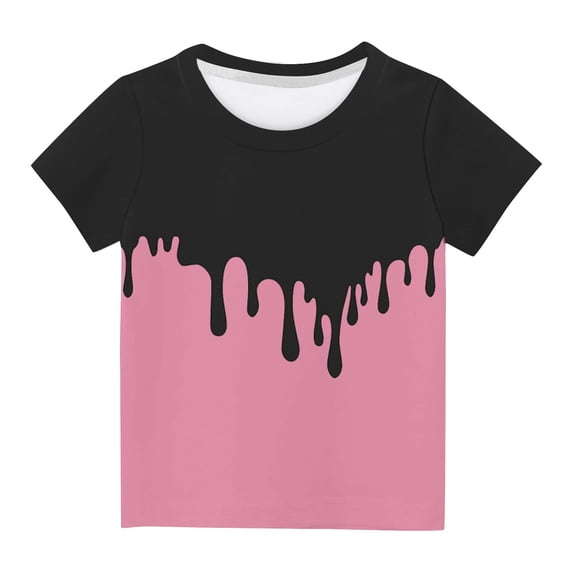 Favoffer Unisex Kids' Multicolor Drip-Print T shirt & Easter Short-Sleeve Top - Casual, Play, Photoshoot, Gifting 3-14Y