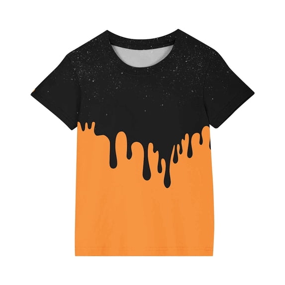 Favoffer Unisex Kids' Multicolor Drip-Print T shirt & Easter Short-Sleeve Top - Casual, Play, Photoshoot, Gifting 3-14Y