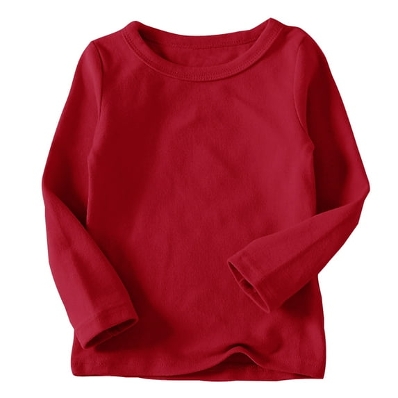 Favoffer Unisex Kids' Multicolor Solid Long-Sleeve Tees & Toddler Basic Cotton Tops, Soft for Play, Layer, Casual, Daily 6M-11Y