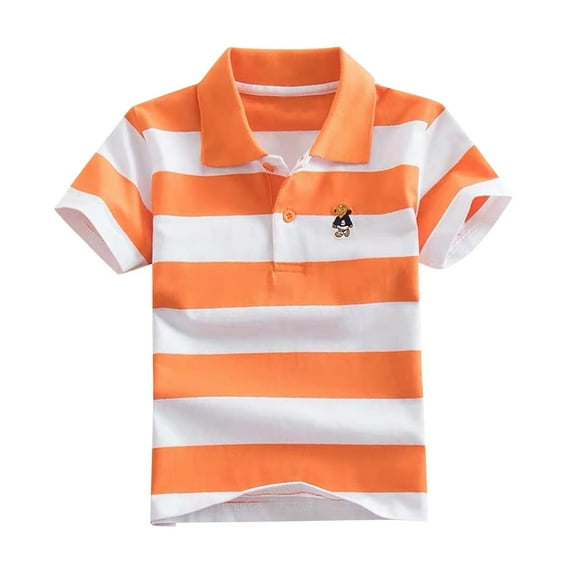 Favoffer Unisex Kids' Multicolor Striped Polo Shirt & Short-Sleeve Top - Casual, Play, Gathering, Photoshoot 1-14Y