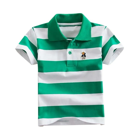 Favoffer Unisex Kids' Multicolor Striped Polo Shirt & Short-Sleeve Top - Casual, Play, Gathering, Photoshoot 1-14Y
