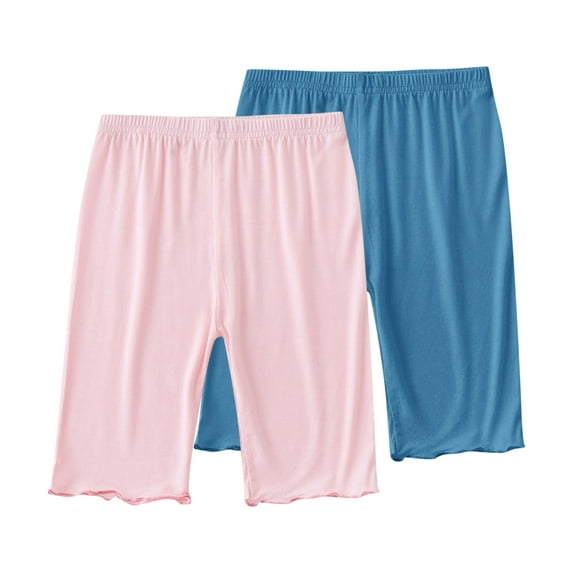Favoffer Unisex Kids' Summer 2PC Solid Color Shorts - High Waist Ruffle Trim, Stretchy Breathable Pants, Casual Yoga Home Play, Toddler 2-6Y & Kid 7-13Y