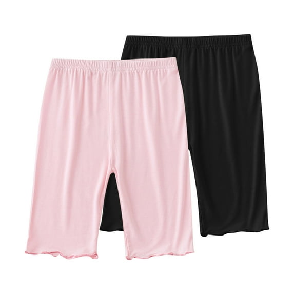 Favoffer Unisex Kids' Summer 2PC Solid Color Shorts - High Waist Ruffle Trim, Stretchy Breathable Pants, Casual Yoga Home Play, Toddler 2-6Y & Kid 7-13Y
