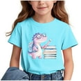 thumbnail image 1 of Favoffer Unisex Kids' Summer Cute Multicolor Cat Graphic Tee Relaxed Round Neck Short-Sleeve Stretchy T-shirt for Casual, Travel, Play, The Back Of School Season 3-15Y, 1 of 7