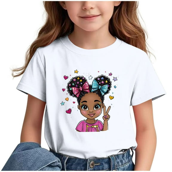 Favoffer Unisex Kids' Summer Cute Multicolor Cat Graphic Tee Relaxed Round Neck Short-Sleeve Stretchy T-shirt for Casual, Travel, Play, The Back Of School Season 3-15Y