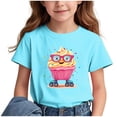 thumbnail image 1 of Favoffer Unisex Kids' Summer Cute Multicolor Cat Graphic Tee Relaxed Round Neck Short-Sleeve Stretchy T-shirt for Casual, Travel, Play, The Back Of School Season 3-15Y, 1 of 7