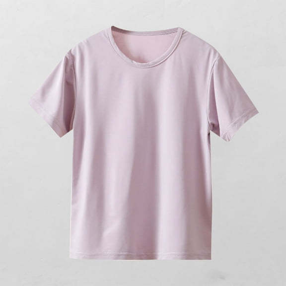 Favoffer Unisex Kids' Summer Multicolor Solid Round Neck Cool Sporty Tee, Relaxed Short-Sleeve Breathable Base Top, for Casual, Travel, Play, Sport 3-17Y