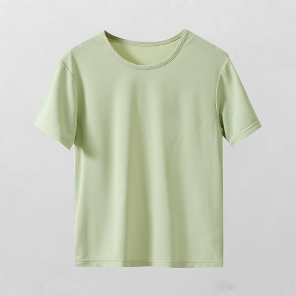 Favoffer Unisex Kids' Summer Multicolor Solid Round Neck Cool Sporty Tee, Relaxed Short-Sleeve Breathable Base Top, for Casual, Travel, Play, Sport 3-17Y