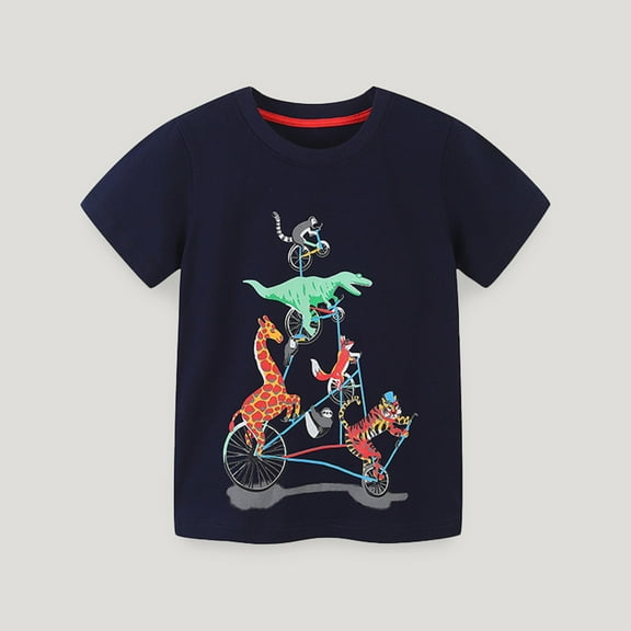 Favoffer Unisex Kids' Summer Multicolor Sushi/Car Breathable Graphic Tee Crew Neck Short-Sleeve Playful Top, for Casual, Travel, Play, Gifting 1-7Y