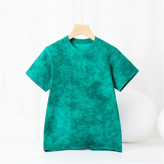 Favoffer Unisex Kids' Summer Multicolor Tie-Dye Graphic Tee & Relaxed Round Neck Short-Sleeve Trendy Breathable Top for Casual, Travel, Play, Sport 4-12Y