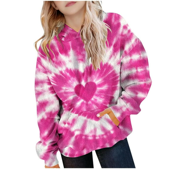 Favoffer Unisex Kids' Tie-Dye Graphic Hooded Sweatshirt Boys Girls Pullover Tops Kids Toddler T-Shirt Casual Tee for Party Play Toddler to Teen 2-14Y