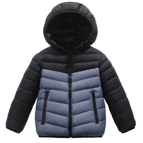 Favoffer Winter Big Kids Patchwork Hooded Down Jacket Solid Color Long Sleeve Lightweight Boys Girls' Warm Outerwear Daily Travel Outdoor 8-17Y