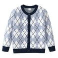 thumbnail image 1 of Favoffer Winter Boys Girls Color-blocking Cardigan Crewneck Long-sleeved Knitted Sweater Coat Argyle Pattern Loose Fit Warm for Daily Home Casual Outings Toddler 1-10Y, 1 of 5