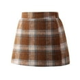 thumbnail image 1 of Favoffer Winter Girls' Plaid Elastic High-Waist Woolen A-line Mini Skirt, Stylish Warm Wrinkle-Resistant for Travel Party Family Gathering Outdoor 3-13Y, 1 of 3