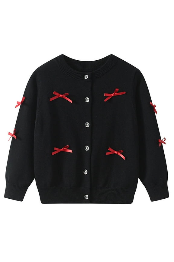 Winter Girls Solid Bow-Accent Knitted Cardigan & Sweater - Play,Lounge,Family,Outdoor 2-14Y