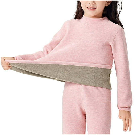Favoffer Winter Girls Solid Semi-High Neck Fleece-Lined Base Layer - Layering,Indoor,Outdoor,Casual 3-15Y