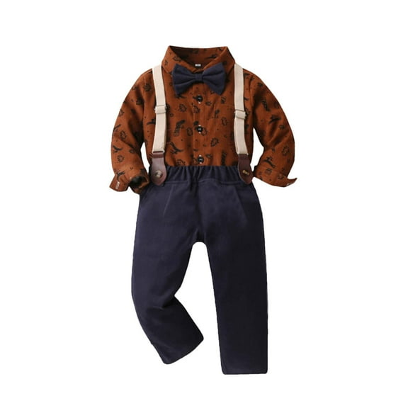 Favoffer Winter Toddler & Big Boy Clothes Set Christmas Plaid Shirt   Suspender Set, Wedding Outfits for Holiday/Party/Photoshoot/Casual 0-13Y