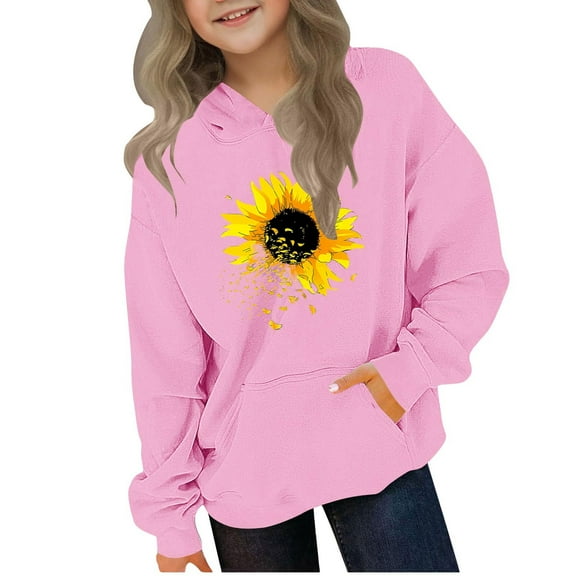 Favoffer Winter Unisex Big Kids Oversized Fleece-Pocket Hooded Sweatshirt Casual/Travel 4-14Y