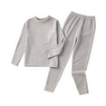 thumbnail image 1 of Favoffer Winter Unisex Big Kids Thickened Thermal Set Crew-Neck Long-Sleeve Elastic-Waist Cozy Home/Sleep/Lounge/Travel 2-16Y, 1 of 3