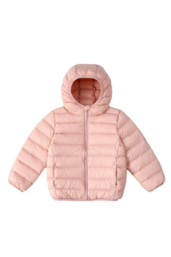 Winter Unisex Kids Packable Hooded Lightweight Down Jacket, Solid Color Warm Outerwear Travel,Outdoor,Lounge,Camping 2-14Y