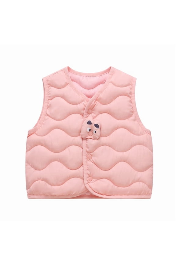 Winter Unisex Toddler Kids Solid Color Button Sleeveless Vest - Layering,Outdoor,Play,Lounge 1-8Y