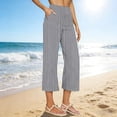 thumbnail image 1 of Favoffer Women Solid Cotton Linen Long Pants Button Front Waist Relaxed Fit Casual Trousers Breathable Bottoms with Side Pockets for Daily, 1 of 4