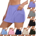 thumbnail image 1 of Favoffer Women Yoga Running Workout Shorts High Waist Double Layer Stretchy Tight Bottoms Breathable Elastic Active Shorts with Side Pockets for Cycling Fitness, 1 of 9