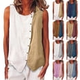thumbnail image 1 of Favoffer Women's Boho Tops Scoop Neck Racerback Sleeveless Front Button Relax Summer Outing Leisure Outfit Solid Bohemian Vests, 1 of 8