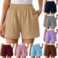 thumbnail image 1 of Favoffer Women's Casual High Waisted Shorts With Side Pockets Relaxed Fit Retro Bottoms Lightweight Everyday Pants for Warm Weather, 1 of 7