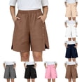 thumbnail image 1 of Favoffer Women's Casual Short Pants Solid Color Loose Fit Multi Pocket Lightweight Breathable Summer Bottom for Daily Lounging Outdoor Errands, 1 of 6
