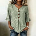 thumbnail image 1 of Favoffer Women's Linen Button Down Shirts Floral Graphic Short Sleeve V Neck Loose Fit Casual Summer Blouses for Office Work Weekend Outdoor, 1 of 6
