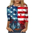 thumbnail image 1 of Favoffer Women Graphic Tees 3/4 Sleeve Round Neck Independence Day Print Loose Casual Tops Boho Blouses Holiday Festival Outdoor Leisure, 1 of 4