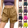 thumbnail image 1 of Favoffer Women's Quick Dry Hiking Shorts Elastic Drawstring Waist Zipper Pocket Lightweight Outdoor Cargo Short Pants Breathable Travel Bottom, 1 of 7