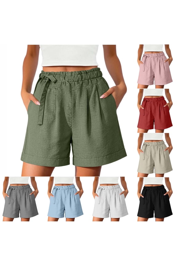 Women's Straight Leg Casual Pants Elastic Waist Side Drawstring Pocket Loose Breathable Trousers Summer Daily Fashion Bottom