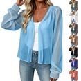 thumbnail image 1 of Favoffer Womens Open Front Kimono Lantern Long Sleeve Cardigan Loose Fit Chiffon Shrugs Breathable Sun Protection Coverup, 1 of 6